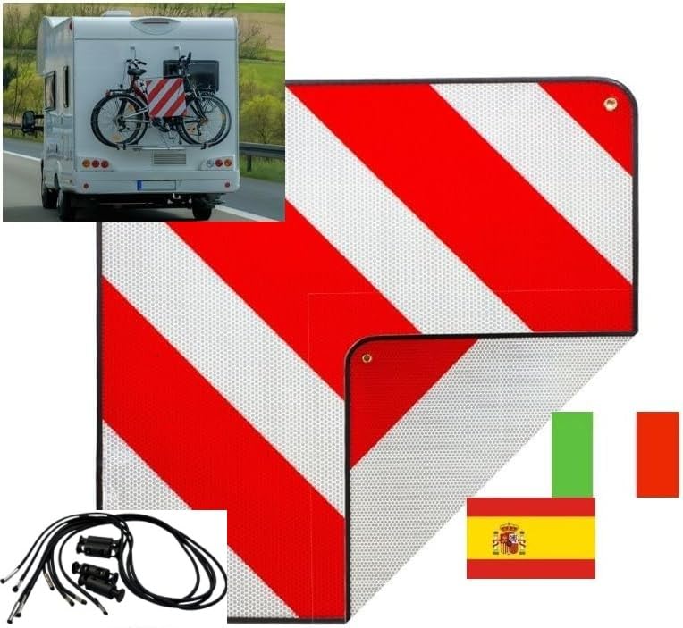 Warning Sign Spain and Italy 2-in-1 Red / White Aluminium Warning Sign 50 x 50 cm, red/white - Image 2