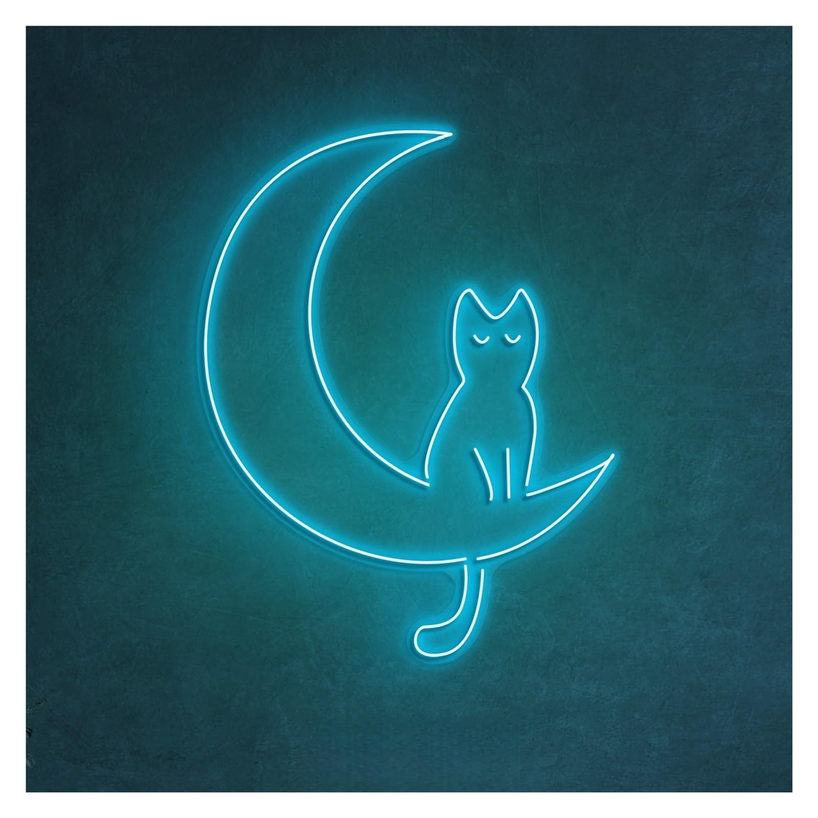 RONGCH Hanging Art Neon Signs Cat On Moon Neon Sign, Suitable for Kids Room Decor with Brightness Adjustable 43cm(E)