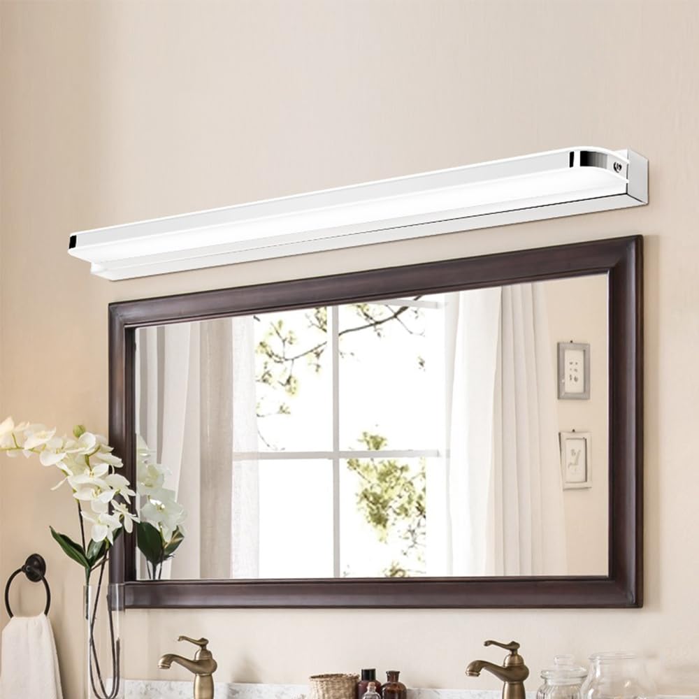 Mengjay LED Spiegelleuchte Bad Spiegellampe,LED Wandleuchte Innen,Kaltweißes Licht Wandlampe, Badlampe für Keller Küche Badschrank Treppenhaus (Silber (14W))