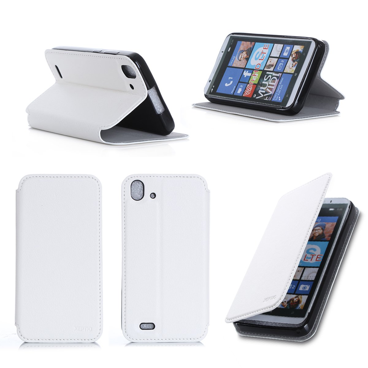 Blu Win HD LTE 4G/LTE (X150E Dual Sim 5.0 inch Leather Case Cover with Stand for BLU Win HD LTE flip case (PU Leather, Mobile Case White) – XEPTIO Accessories