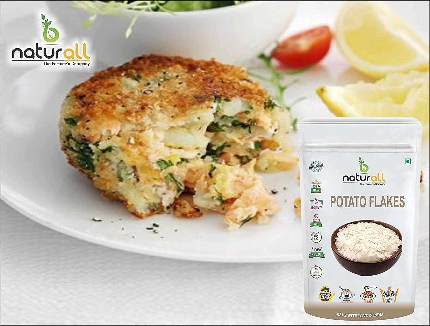 Płatki ziemniaczane | suszone ziemniaki | Aaloo ka Mash | Instant ALOO POHA READYMIX Pack - 500 GM X 2 = 1 KG by B Naturall