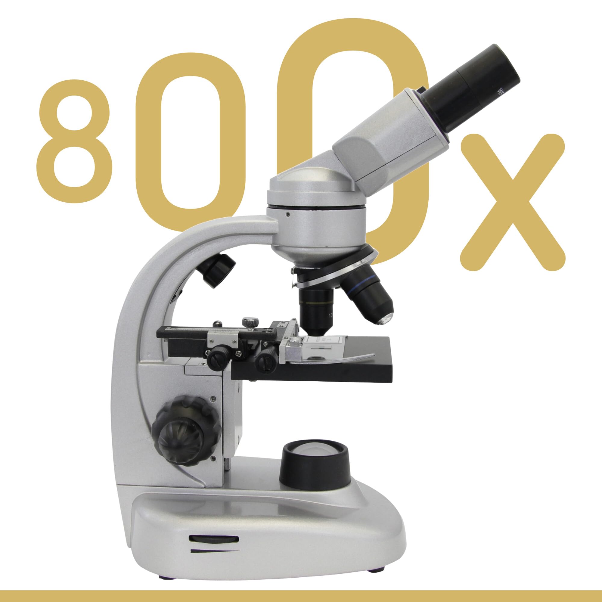 Microscopio Binofield Omegon, 40x-800x, LED | Observaciones precisas con visión Binocular | para la Escuela y el Hobby | Incluye numerosos Accesorios | Microscopio de luz reflejada y transmitida