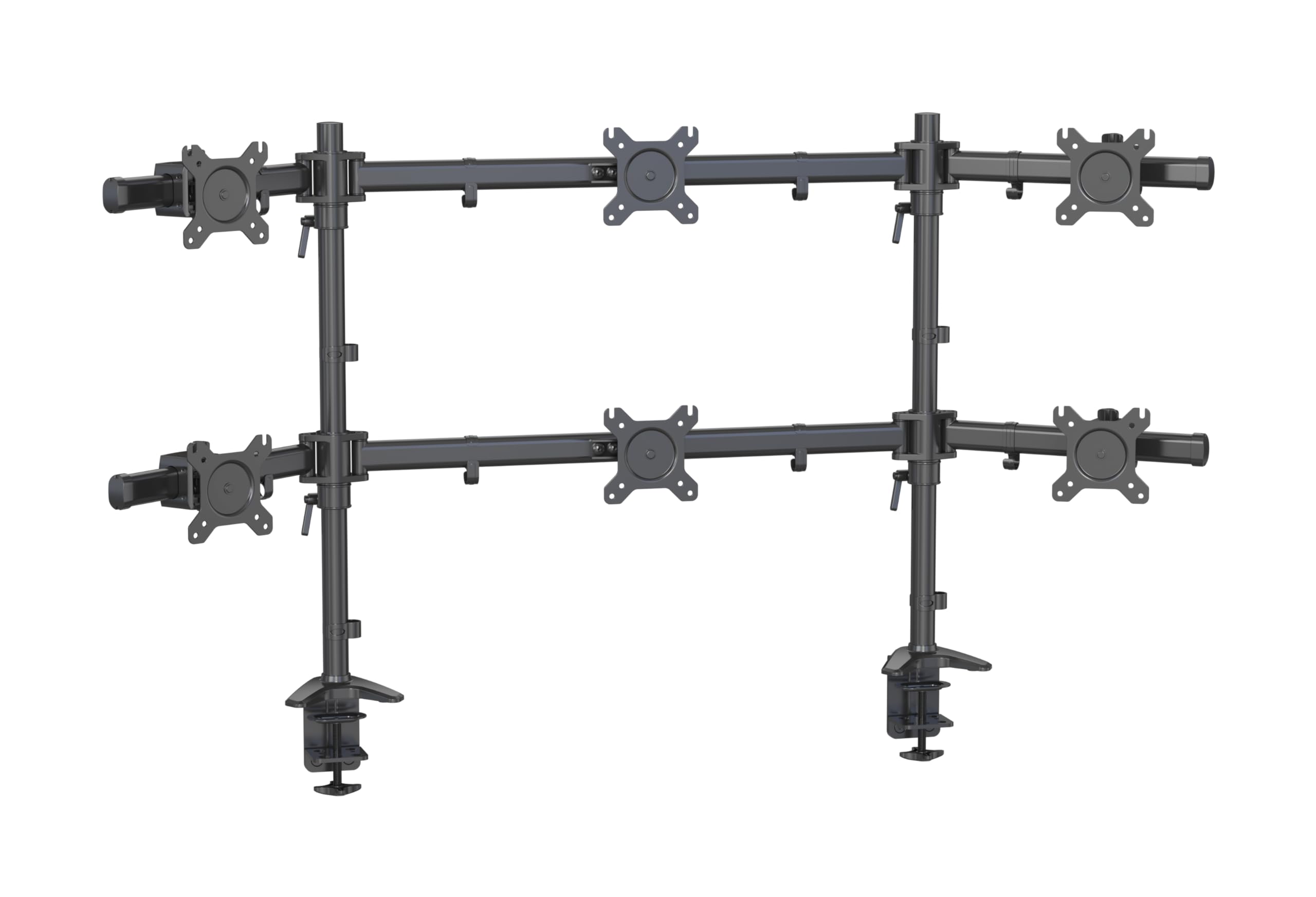 HFTEK - Tischhalterung für 6 Monitore von 15 bis 27 Zoll VESA 75/100 Bildschirmhalterung Monitorständer Fernseher Halterung - MS626C-N -Individuell umrüstbar