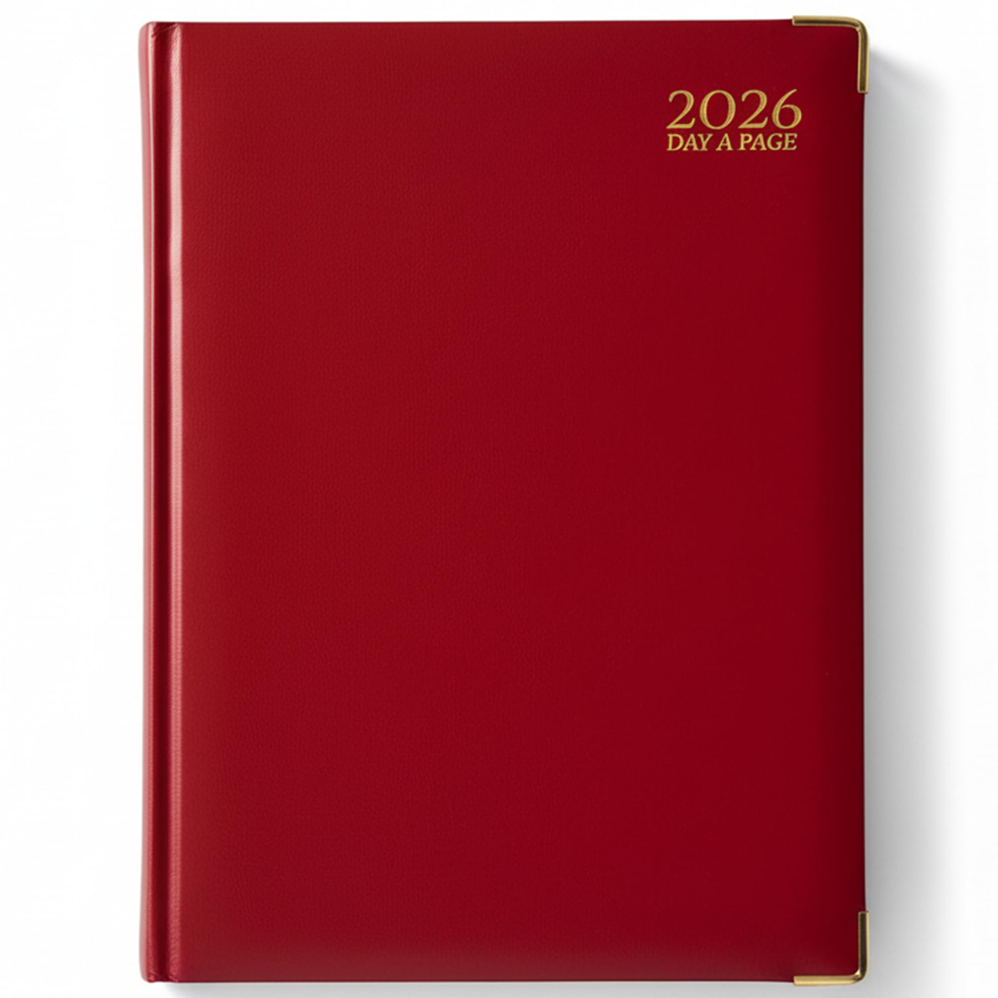 TB1 2026 A5 Day a Page Diary – Red Hardback Daily Planner with UK Holidays, Notes & Global Info | Compact Academic Organizer for Students, Teachers, Office & Professional Use