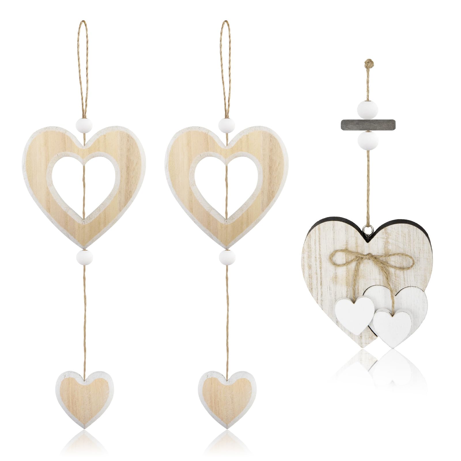 3 Pezzi Decorazioni da Finestra in Legno da Appendere Decorazioni a Forma di Cuore da Appendere Finestra a Ideali per Essere Appese a Pareti Porte Finestre e Balconi
