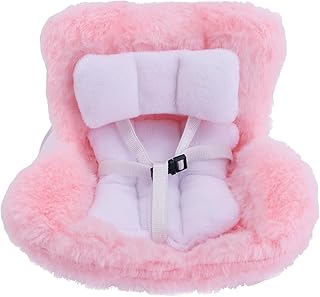 BOXOB Asiento de Seguridad para Muñeco Peluche Coche, Asiento Decorativo Rosa con Cojín Suave y Peludo Reposacabezas para ...