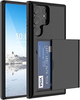 Compatible with Galaxy S23 Ultra Case Wallet with Credit Card Holder ID Card Slot Shockproof Hard PC TPU Phone Case Slide Flip Protective Cover for Samsung Galaxy S23 Ultra 2023 (Black)