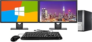 Dell Optiplex 9020 SFF Computer Desktop PC, Intel Core i5 Processor, 16GB Ram, 2TB Hard Drive, WiFi, Bluetooth 4.0, DVD-RW, Dual 24 Inch LCD Monitors Windows 10 Pro (Renewed)