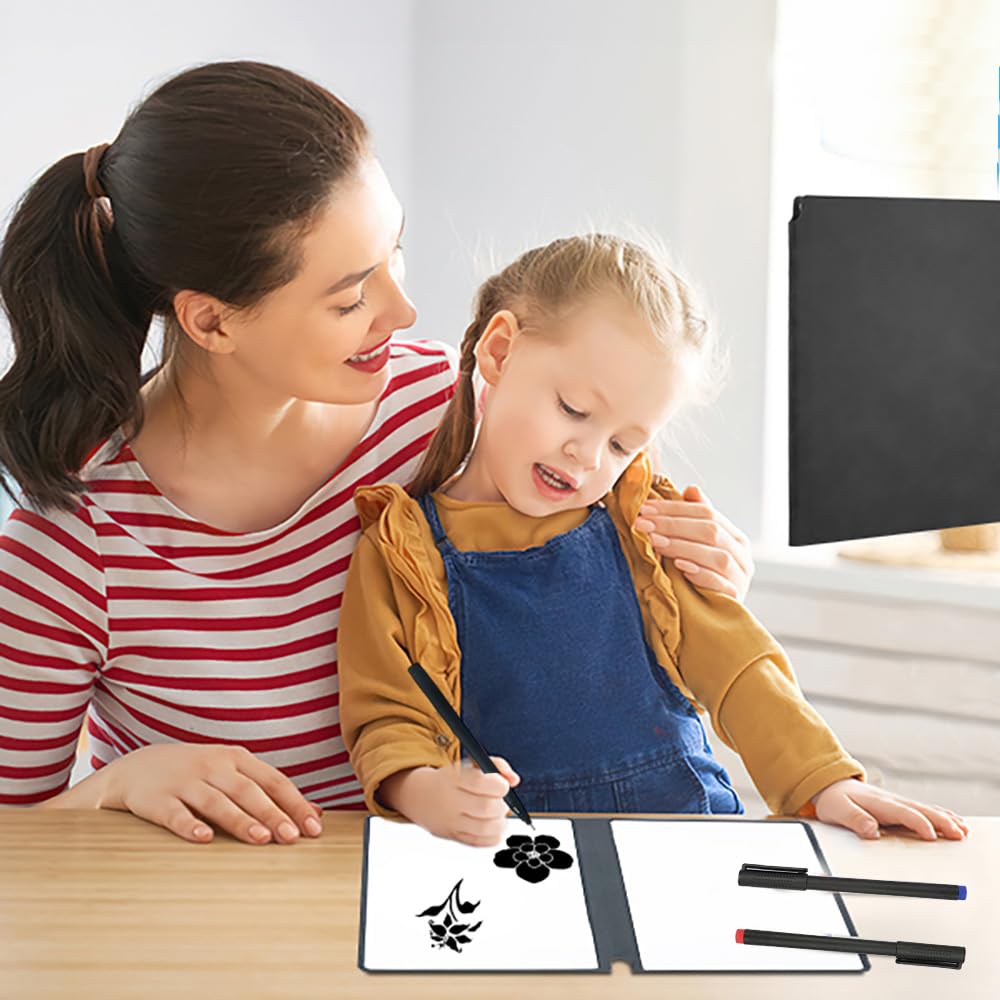 Tableau Blanc Effaçable Portable A5 - Pliable, Avec Stylos Et Chiffon, Pour Maison/bureau/école