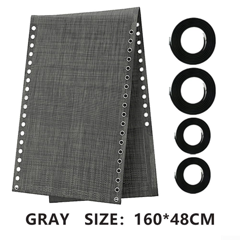Schwerelosigkeitsstuhl Ersatzbezug 160x48 cm mit Seilen, Wetterfester Liegenstoff für Garten Camping Strand, Reparaturset inkl. Lange und Kurze Schnüre, Blau Grau Schwarz Beige(Gray)