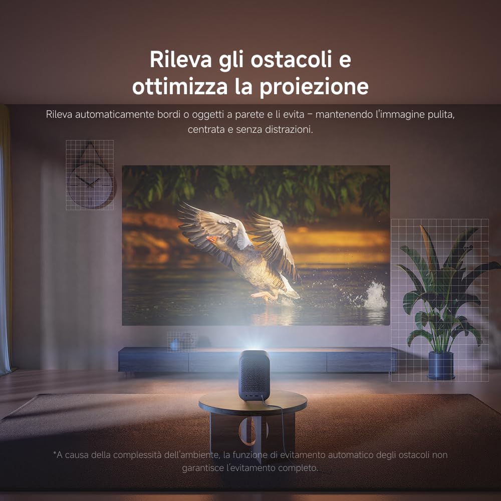 Xiaomi L1 Proiettore Intelligente 1080P con Google TV & Netflix, Proiettore Portatile Home Cinema, Autofocus & Keystone, HDR10/HLG, Schermo 120", WiFi 5G Bluetooth, Audio Dolby