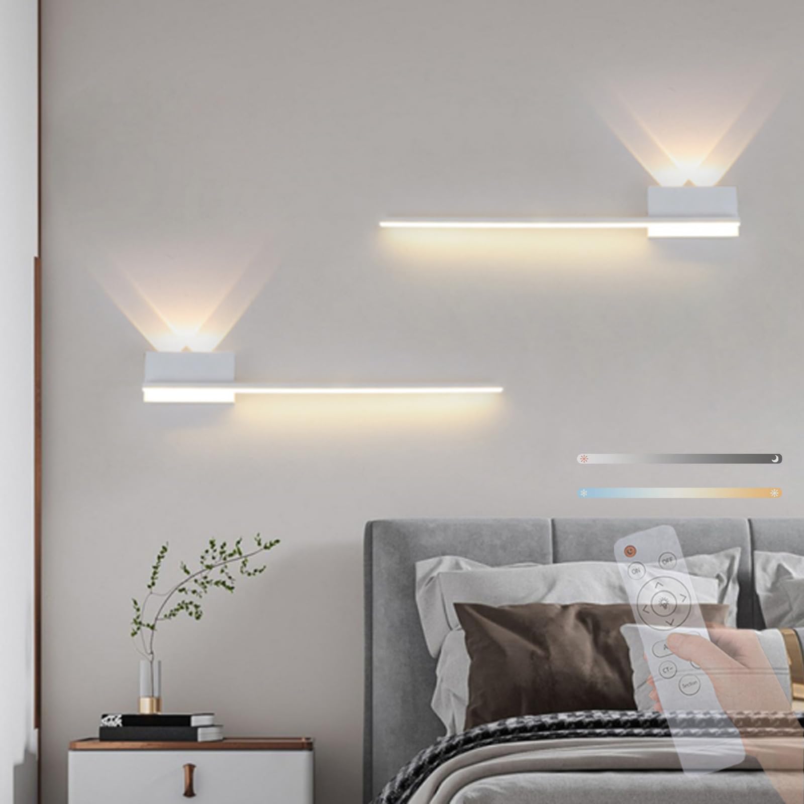 HCZKIUJY Nordic Style Linear LED Wall Sconce - Adjustable Color Temperature (White-60cm)