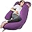 Sasttie Pregnancy Pillows for Sleeping, Jumbo U Shaped Cooling Full Body Pillow with Removable Cover, Pregnant Women Must Haves, Maternity Essential, Purple