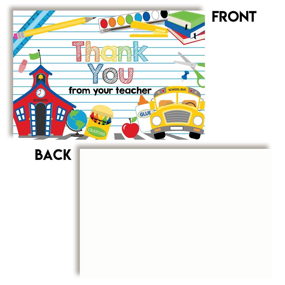 School Supply Themed Thank You Notes For Students From Teachers, 4"x6" Fill In Notecards by AmandaCreation (30) - Image 2