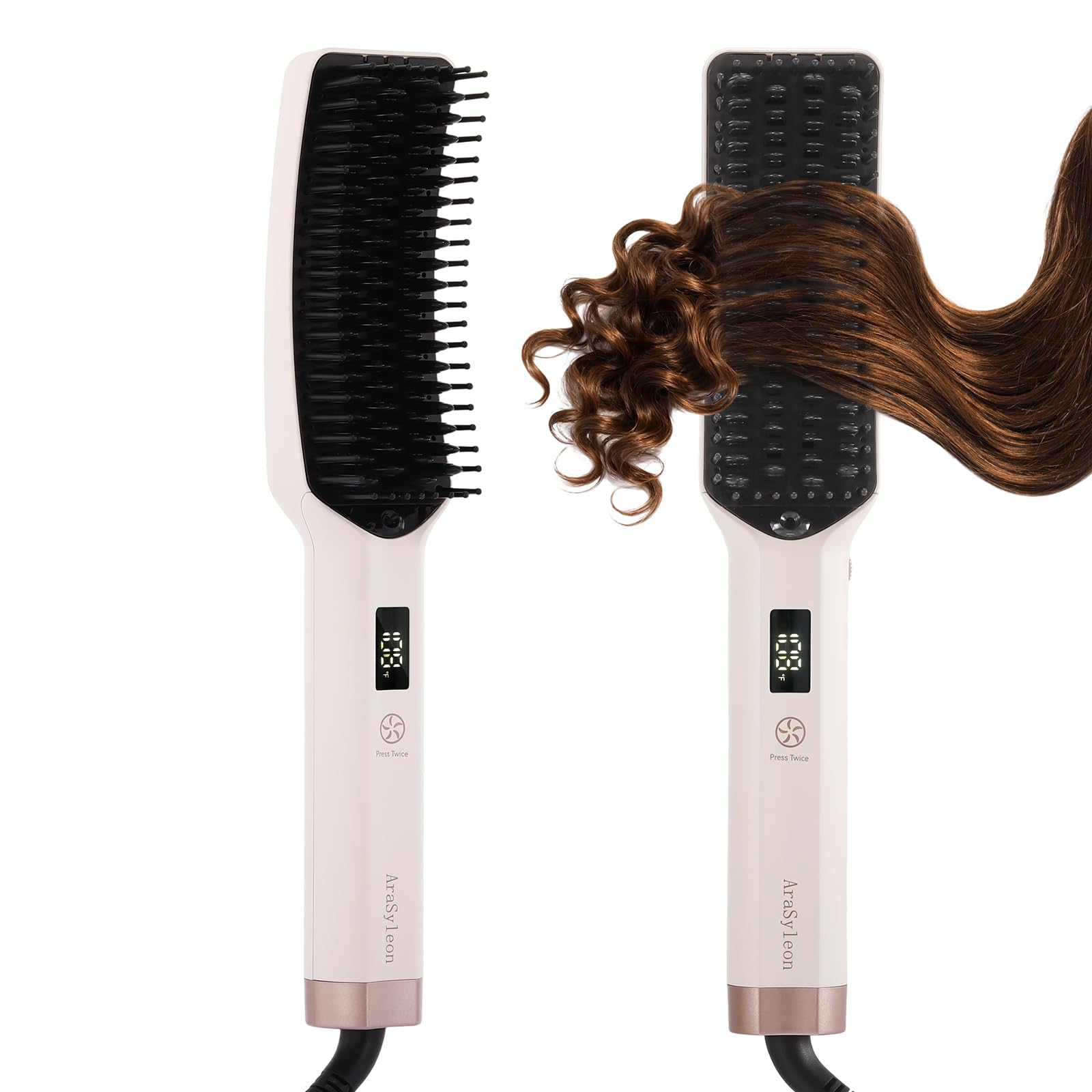 Cepillo Alisador de Pelo con Iones - Diseñado para Cabello Grueso, Rizado - Cepillo Alisador con Cerdas de Cerámica y Calentamiento Rápido - 16 Temperaturas (80-230°C) - Doble Voltaje