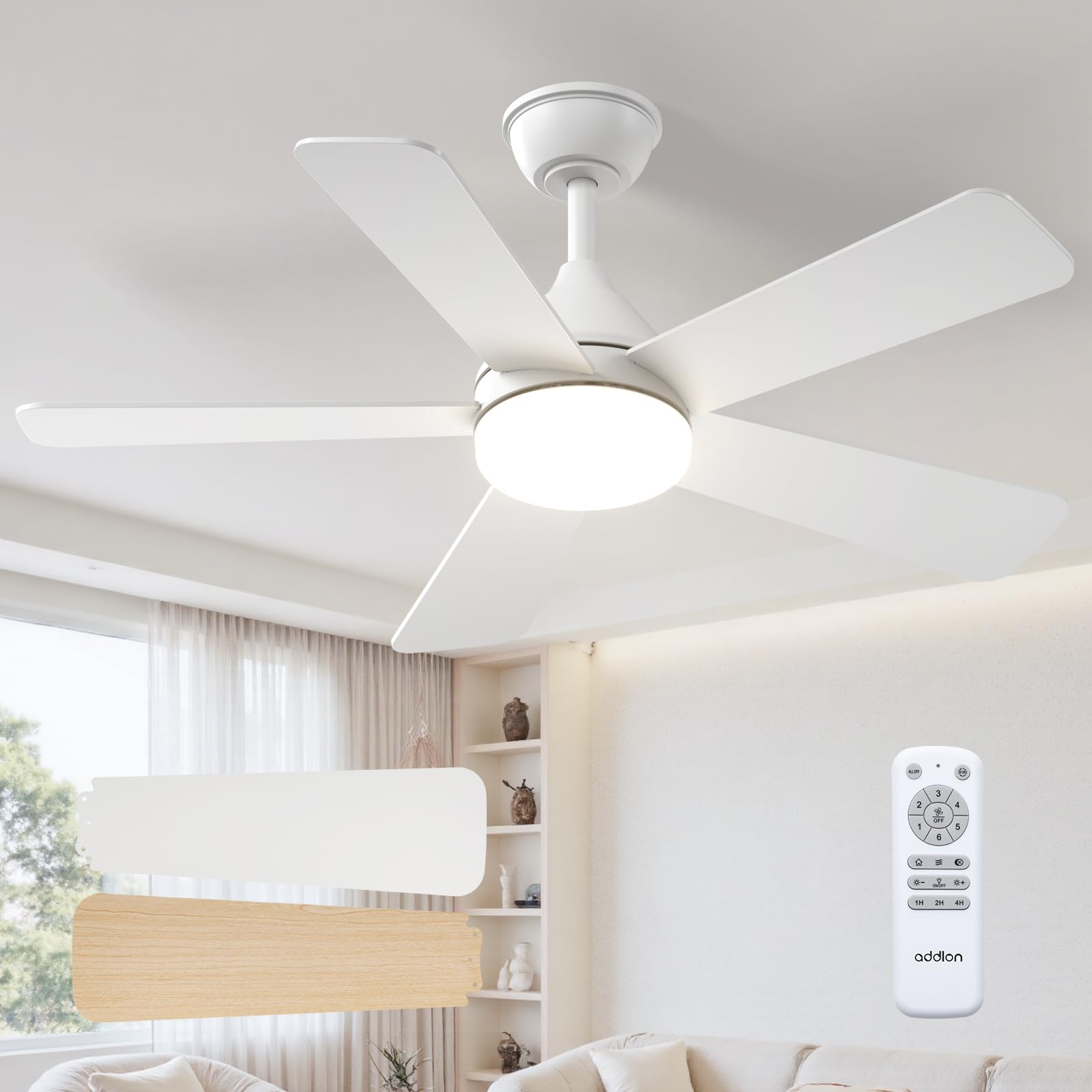 addlon 42 Inch White Ceiling Fan