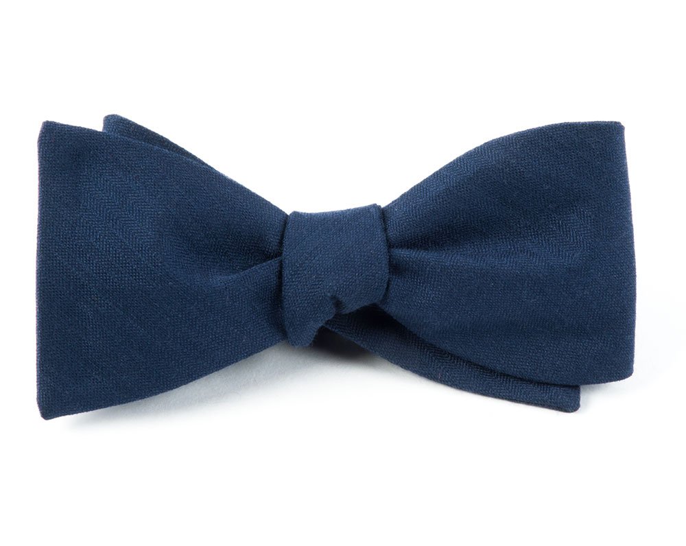 Astute Solid Wool Blend Navy Self-Tie Bow Tie