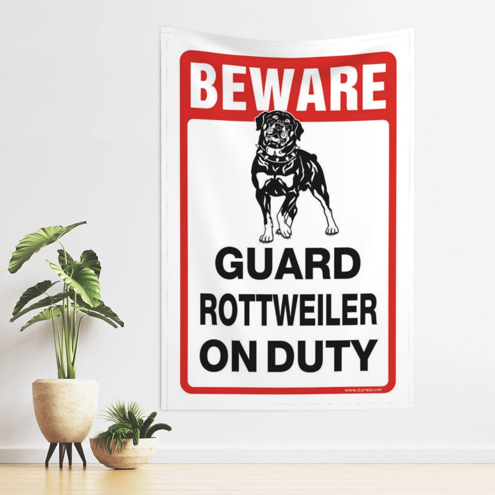 Pravoxi Boys One Color Bar For Man Cave Beware! Guard Rottweiler On Duty Tapestry Tapestry Funny Room Stuff(100X150cm)