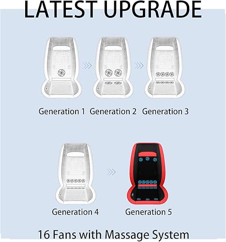 Miniatura 2 de LGNORA Funda de asiento refrigerante para asiento delantero, 16 ventiladores de 12 V ventilada con masaje, funda de asiento de refrigeración