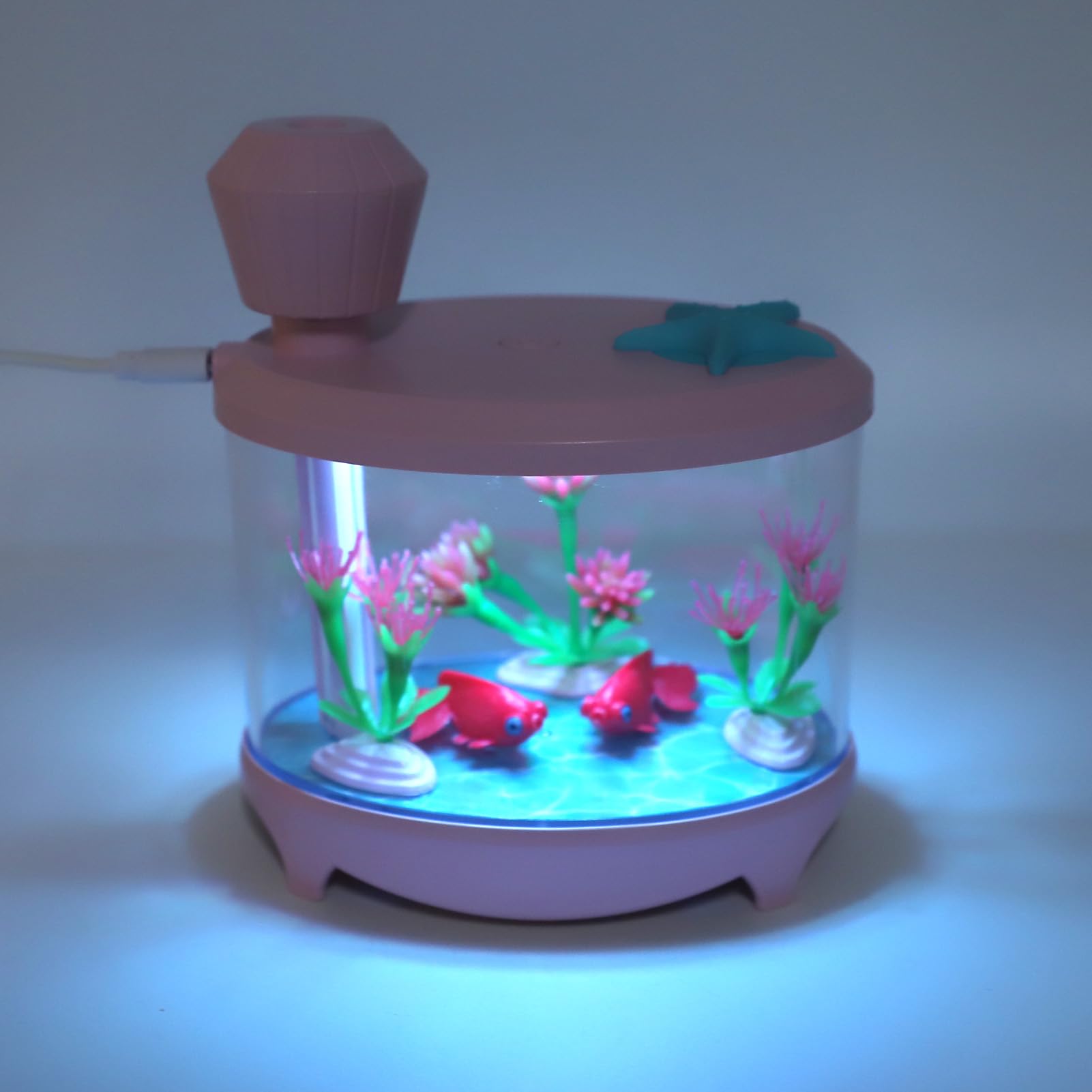 Faux aquarium de poisson sans entretien : mini aquarium lampe décorative rose