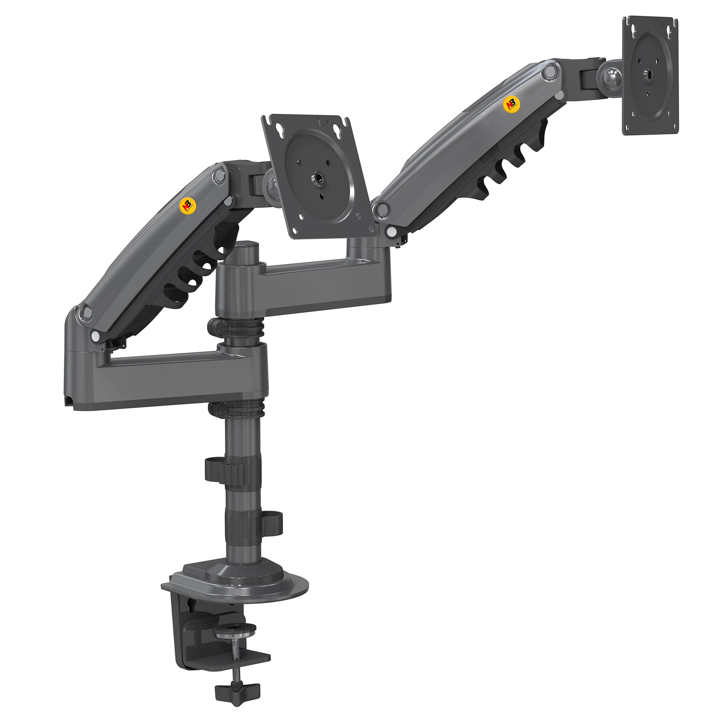 Supporto da tavolo girevole per carichi pesanti con molla a gas per due monitor LCD LED da 17-35 pollici con VESA max. 100 x 100 mm, fino a 2 x 9 kg