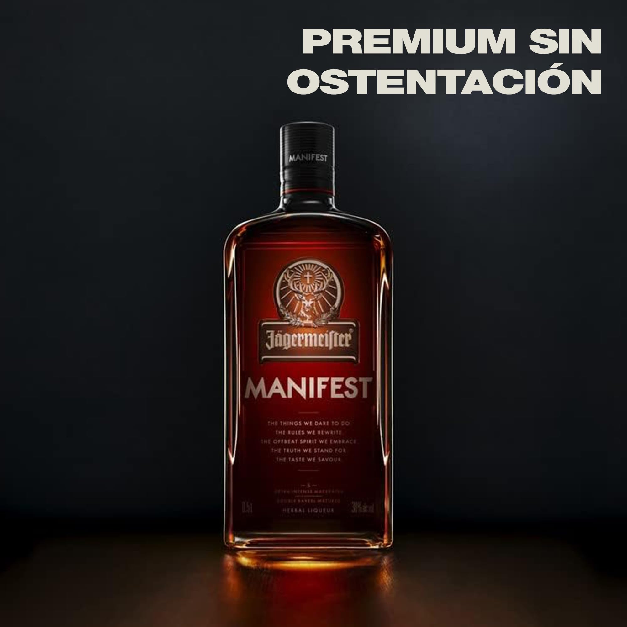 JÄGERMEISTER - Manifest 500 ml, Licor de Hierbas Premium, con Ingredientes Botánicos, Notas de Vainilla, Cardamomo y Azafrán
