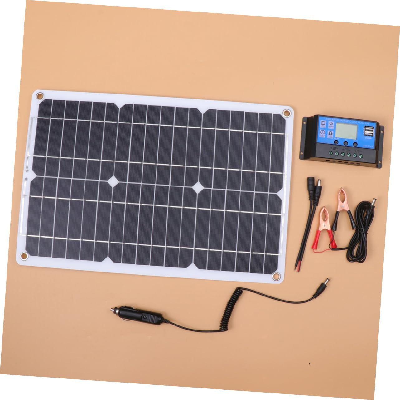 Panneau Solaire 18w Semi-flexible avec Contrôleur, Monocristallin Noir