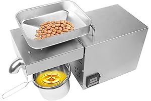 610W Oil Maker Machine, Commercial Stainless Steel Cold/Hot Oil Presser with Digital Display