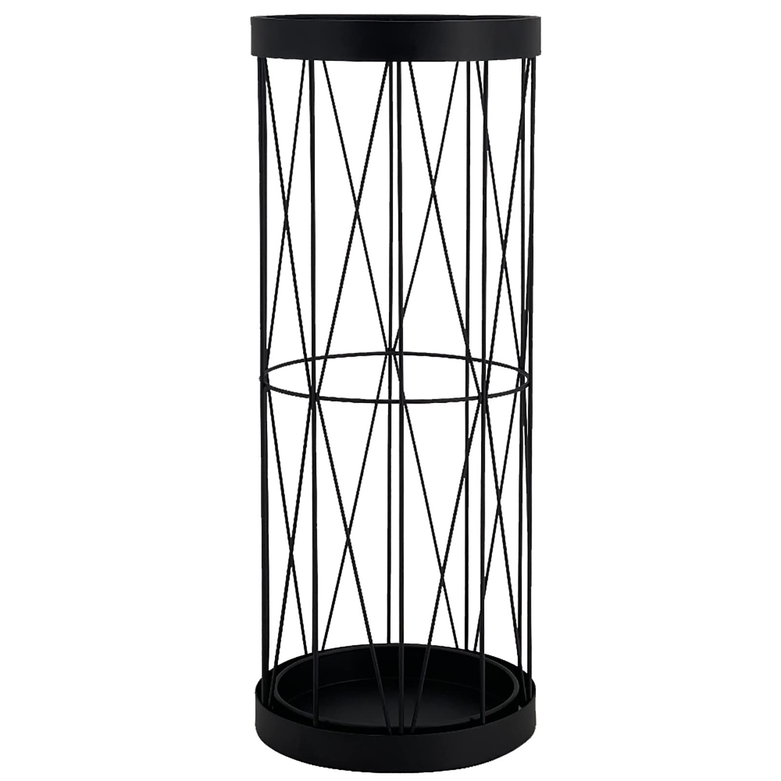 Porte-parapluie noir ajouré et peu encombrant pour un couloir moderne
