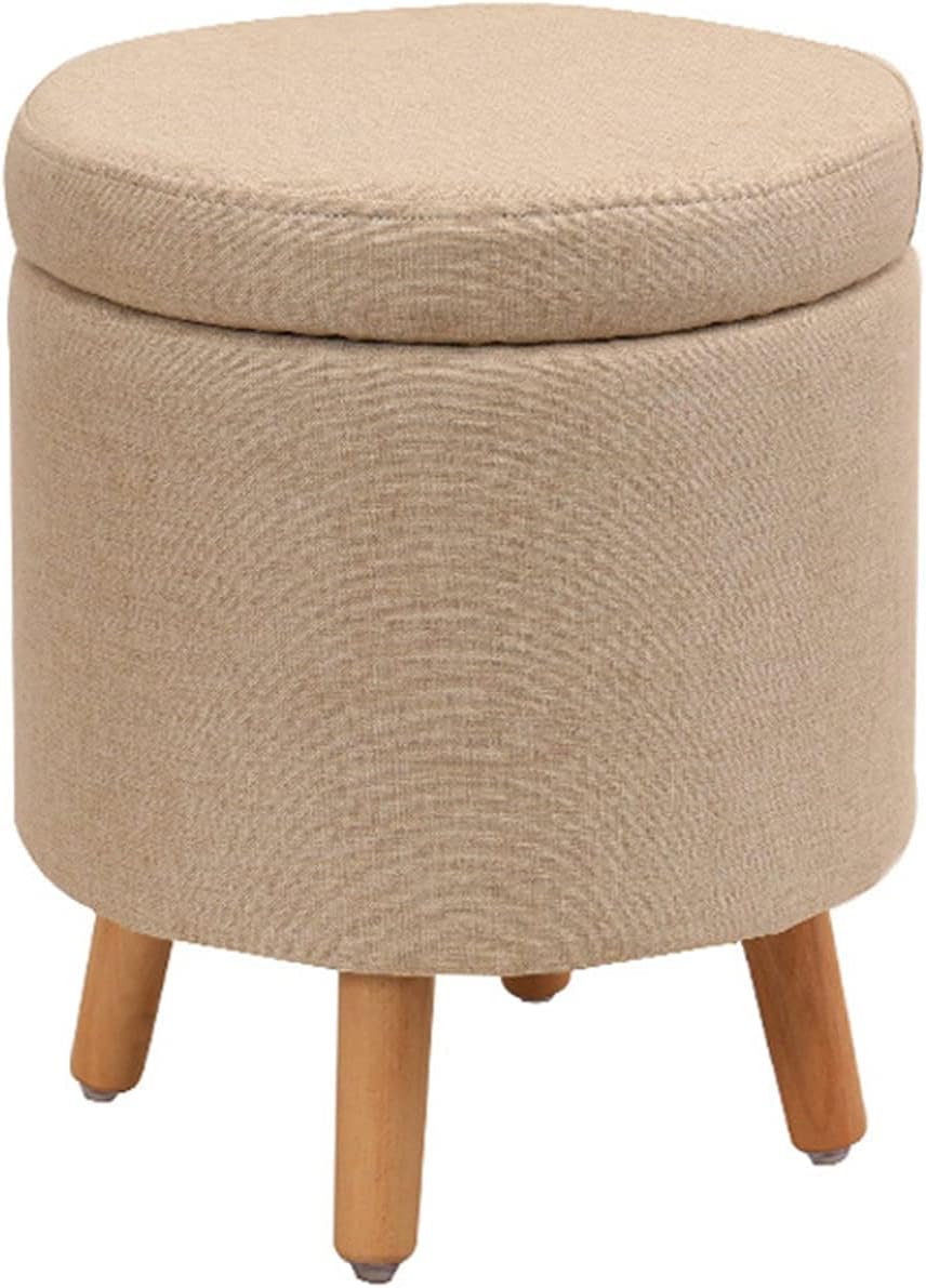 Round Storage Stools, Fabric Low Stools for Adults, Shoe-Changing Stools for Household Use, and Creative Benches. (Color : Light Gray)
