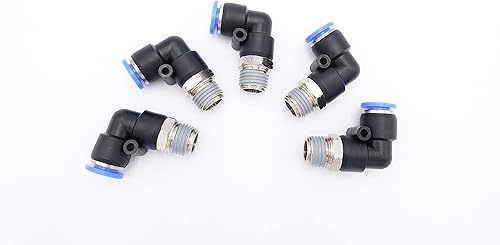 Vista 38 de Empuje para Conectar Accessorio 1/8" Tubo OD x 1/8" Rosca Macho NPT, Codo Neumático Macho de Aire y Agua de 90 Grados Giratorio Empuje Rápido
