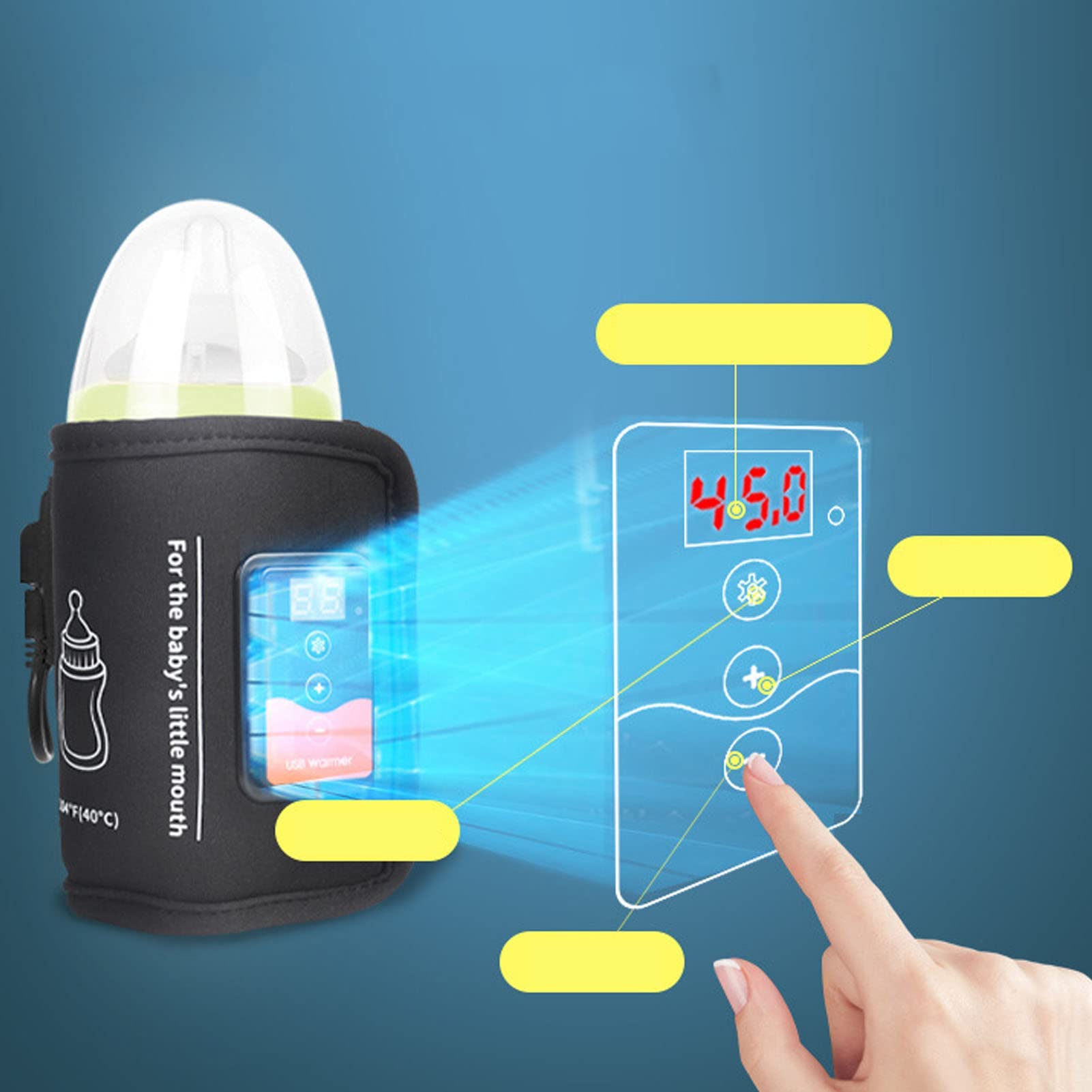 Scaldabiberon Portatile da Esterno, Borsa Scaldabiberon USB, per Biberon per Auto a Casa