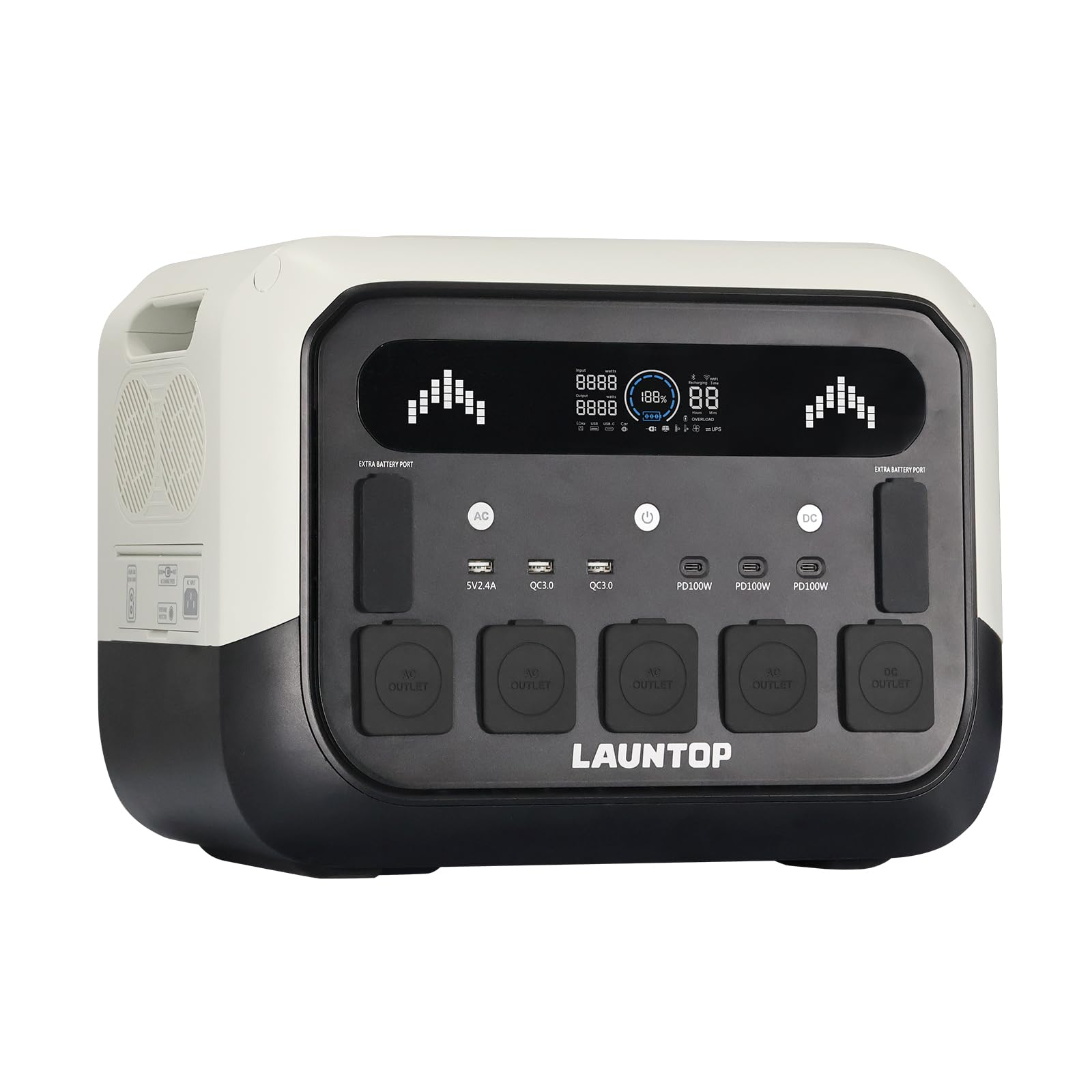 Amazon.co.jp: LAUNTOP ポータブル電源 2048Wh 14ポート 定額出力2400W