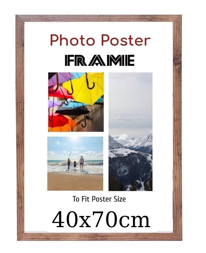 Rustic 40 x 70 cm Poster Frames - Large MDF Wooden Frames 70x40 cm - Both Ways Wall Hanging Wall Gallery Living Room Photo Picture Frame With Shatterproof Perspex Sheet