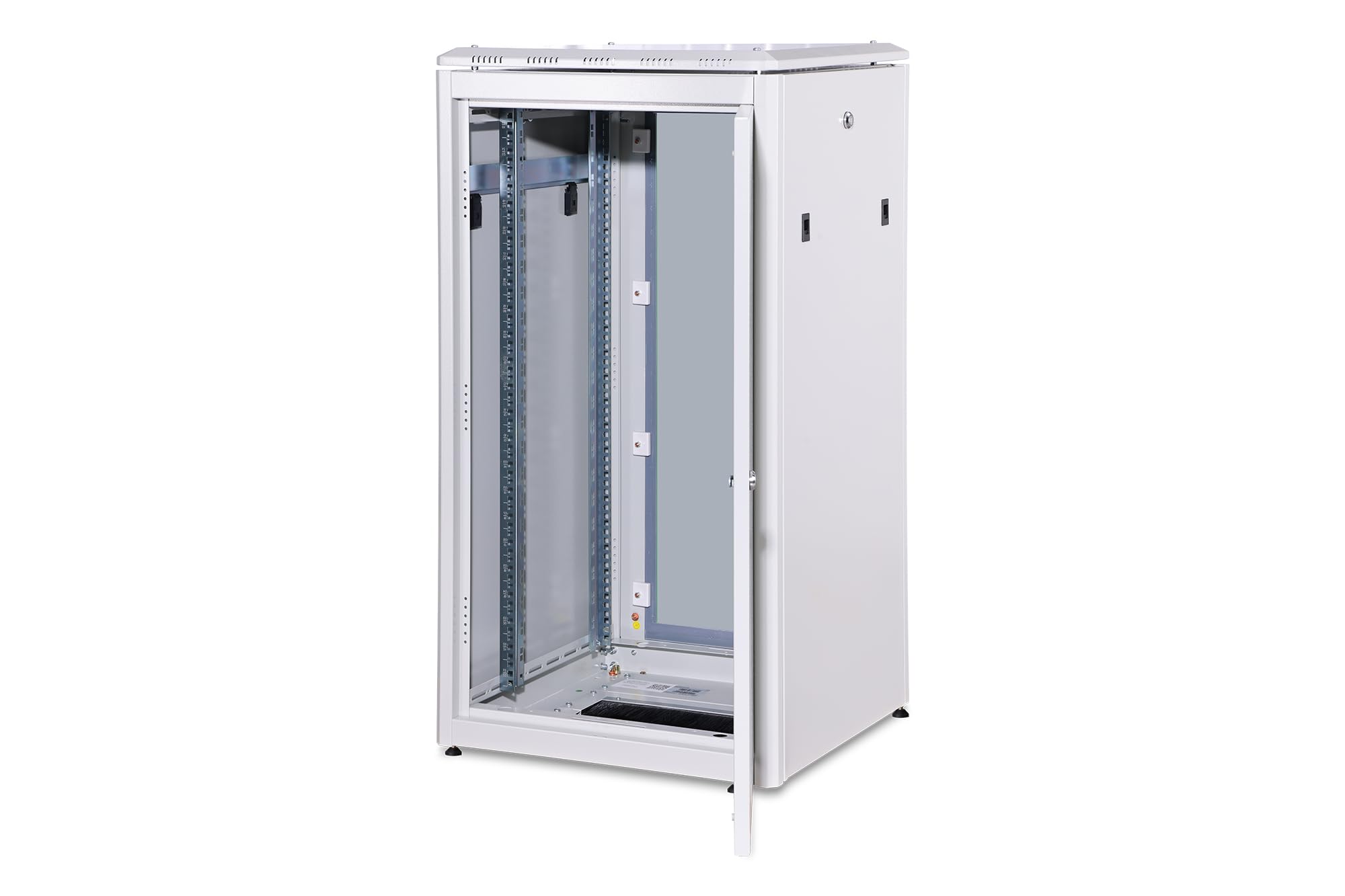 DIGITUS Armadio di rete – Rack da 19 pollici – 22U – 60x60 cm – Profondità utile 54,3 cm – Portata 1200 kg – Autoportante – Porta in vetro – Grado di protezione IP20 – Serie Unique – Grigio