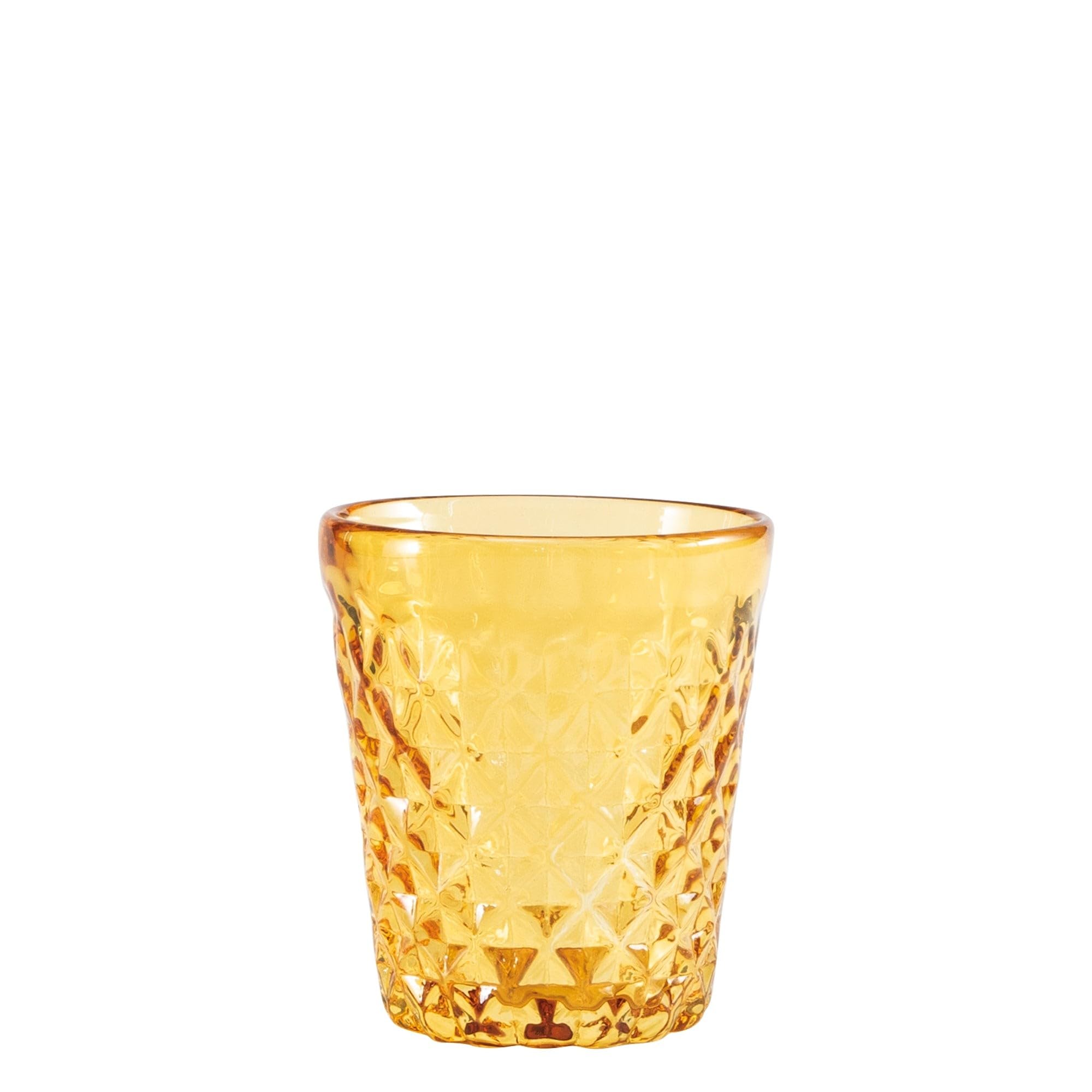 Zafferano New Balloton Tumbler, ustnie dmuchane szklanki do picia z barwionego szkła, sztuka szkła weneckiego, nadają się do mycia w zmywarce, zestaw 6 sztuk, bursztynowy żółty