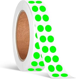 1/4 Inch Circle Dot Stickers, 1000 Fluorescent Green Adhesive Labels for Office and Marking