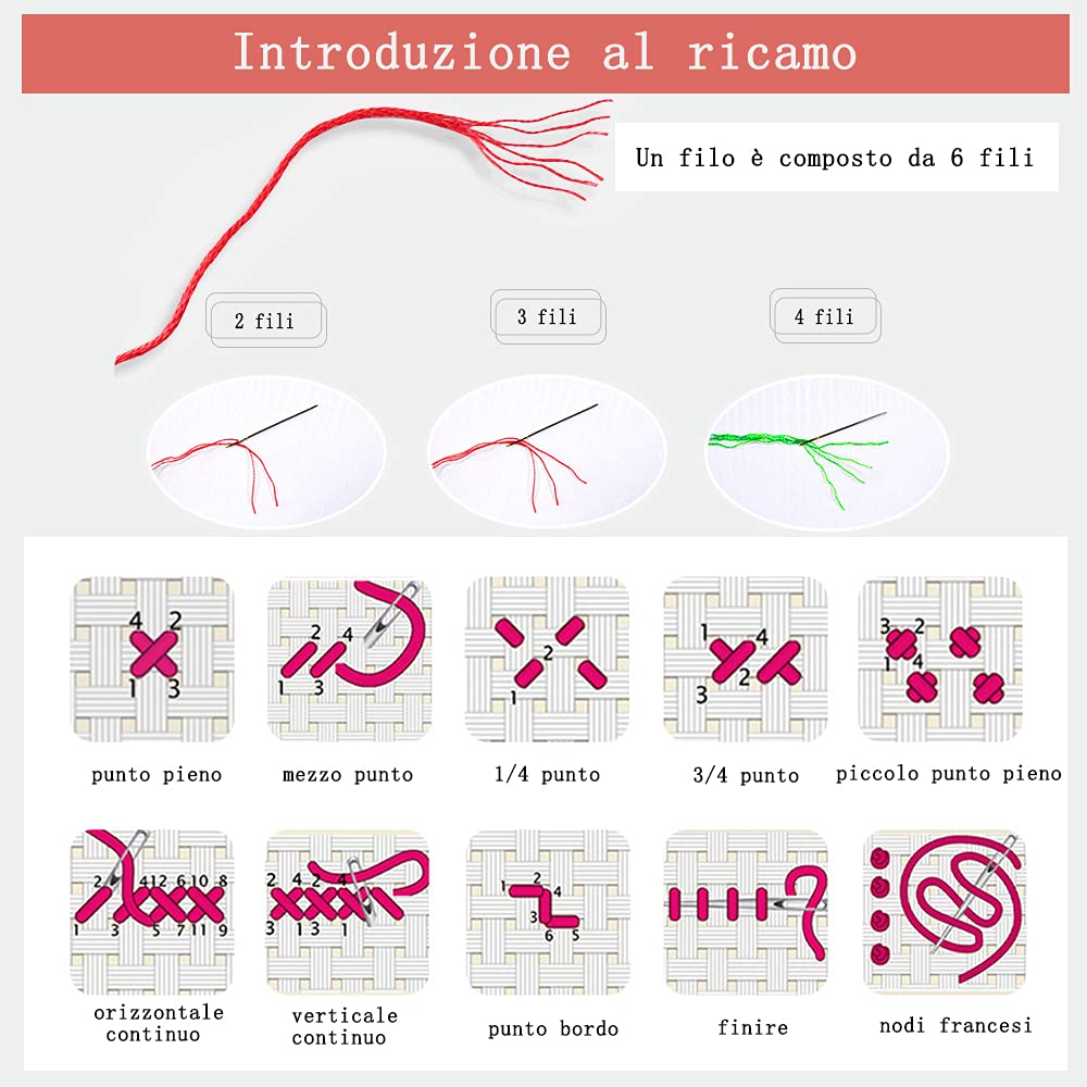 AMBATTERY Kit di ricamo a punto croce timbrato fai da te 11CT prestampato, Bellissimi fiori e farfalle, D, 30 * 40 cm linea completa di kit di partenza per principianti