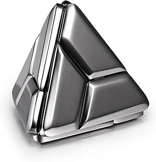 3D Triangle Metal Puzzle, Brain Teaser Puzzle for Adults Kids (Dark Gray)