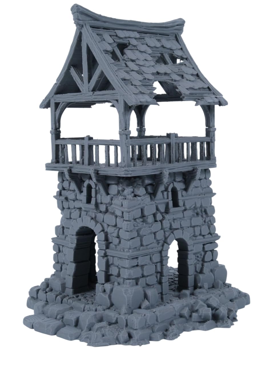 Torre di guardia rovinata – kit di rovine di pietra medievale grigia (fai da te) per dungeon e dragon, pathfinder e wargaming