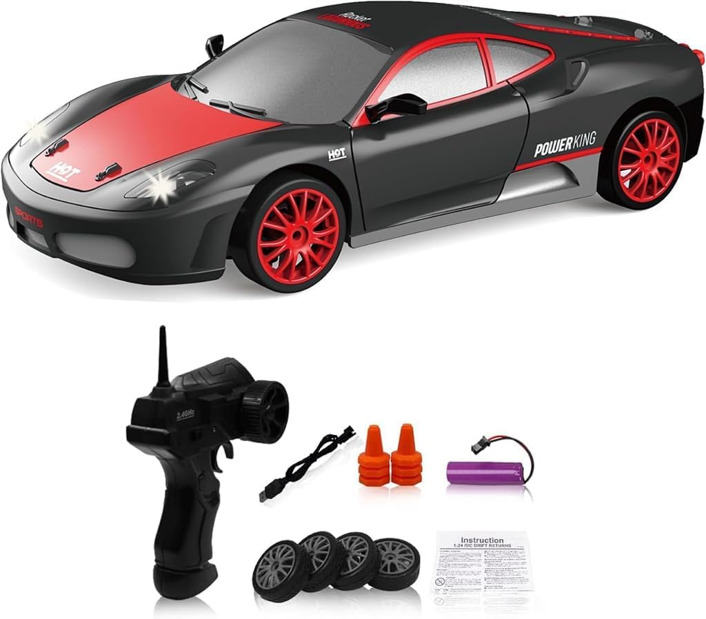 – Azonee Remote Control Car RC Drift Car, 4WD High Speed RC Cars Vehicle with LED Lights Batteries and Drifting Tires Racing Sport Toy Cars for Adults Boys Girls Kids Gift