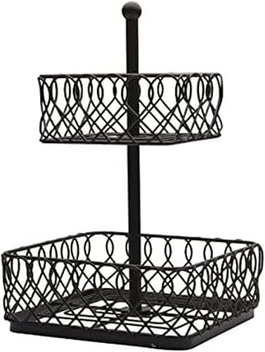 Gourmet Basics by Mikasa Juliette - Cesta de almacenamiento de frutas de 2 niveles, 16 pulgadas