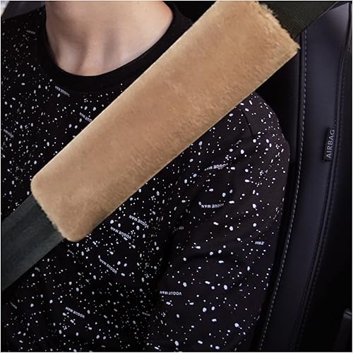 AICEL Funda suave para cinturón de seguridad de automóvil de piel de oveja sintética, almohadilla para el cinturón de seguridad de automóvil,