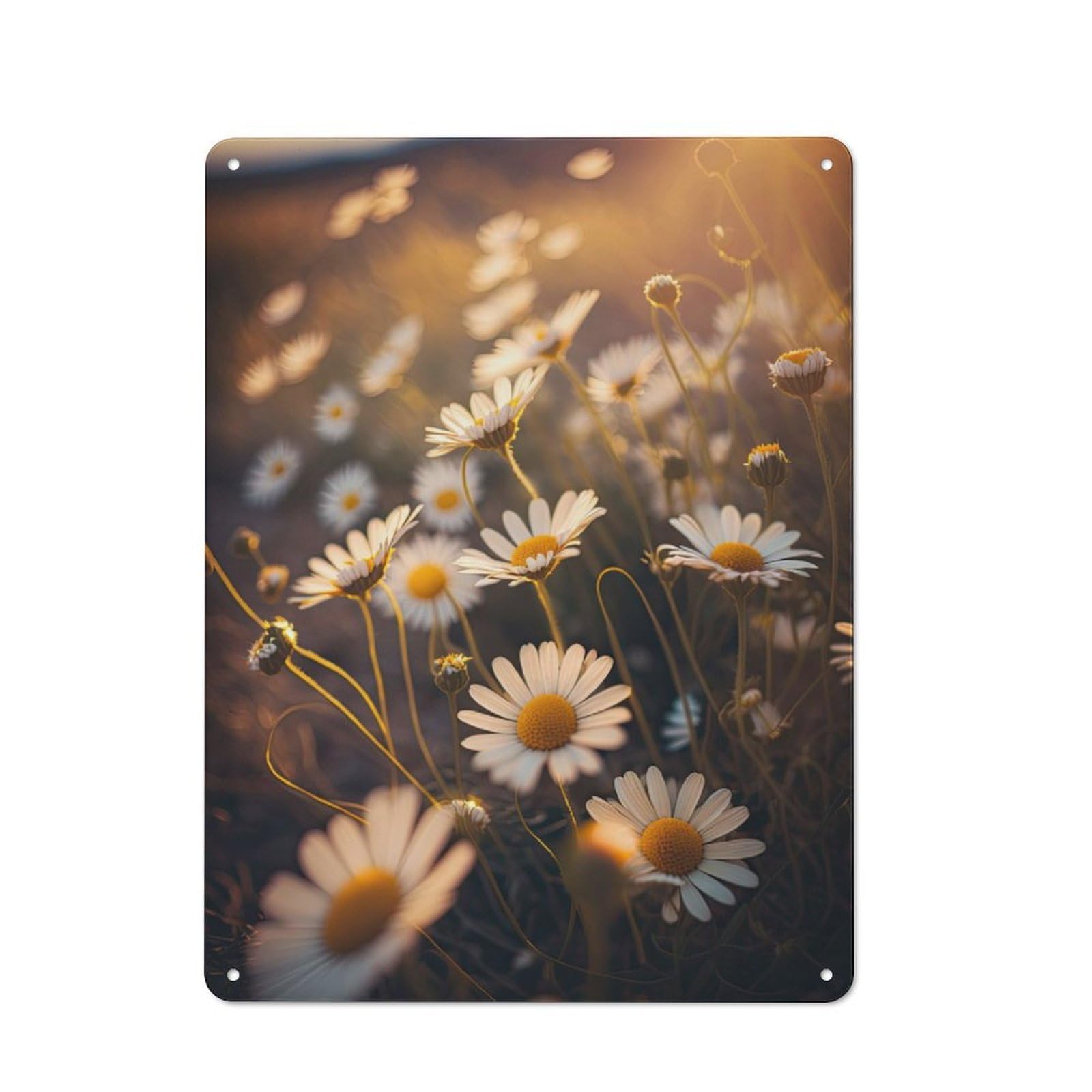 Junmoney Daisy Field Tin Wall Plaque 40X30cm With For Living Room Wall, Gift For Feature Wall Decorators During The Christmas Season