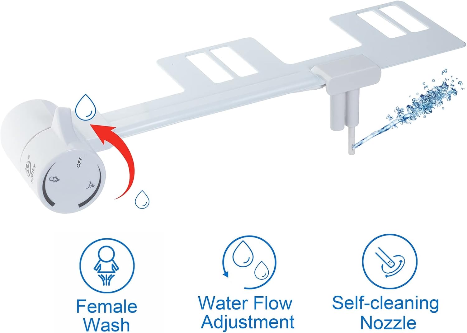 KMRY Bidet Seat Attachment Non Electric,Ultra Slim Bidet attachment for Toilet Seat,Dual Self Cleaning Nozzles,Fresh Water Bidet Toilet Attachment,Adjustable Water Pressure,Easy Installation - - 