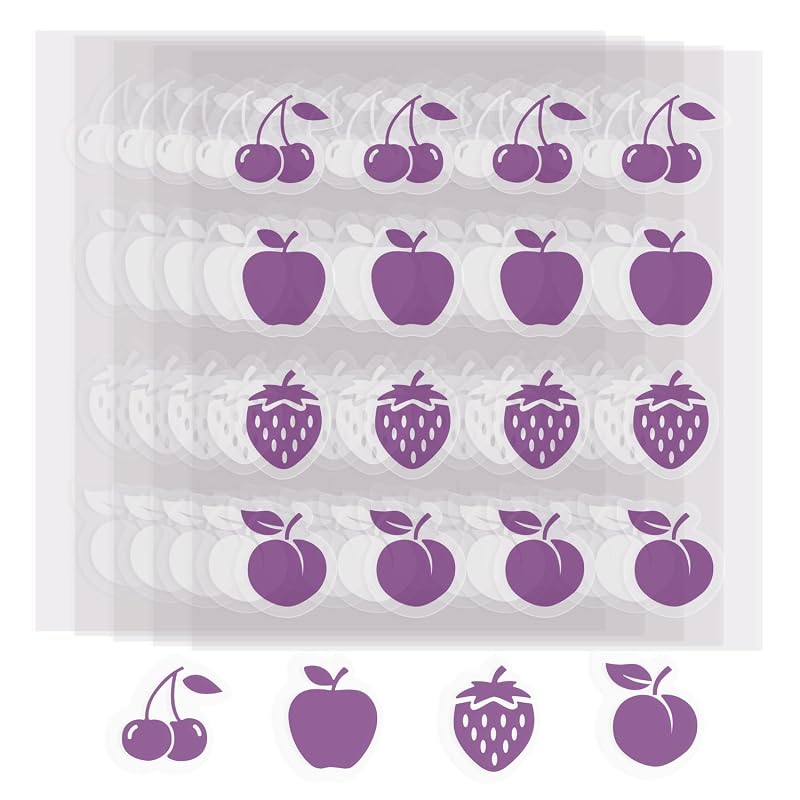 Adesivos visuais sodknow para acompanhamento do uso de protetor solar, 80 unidades, 4 formatos de frutas