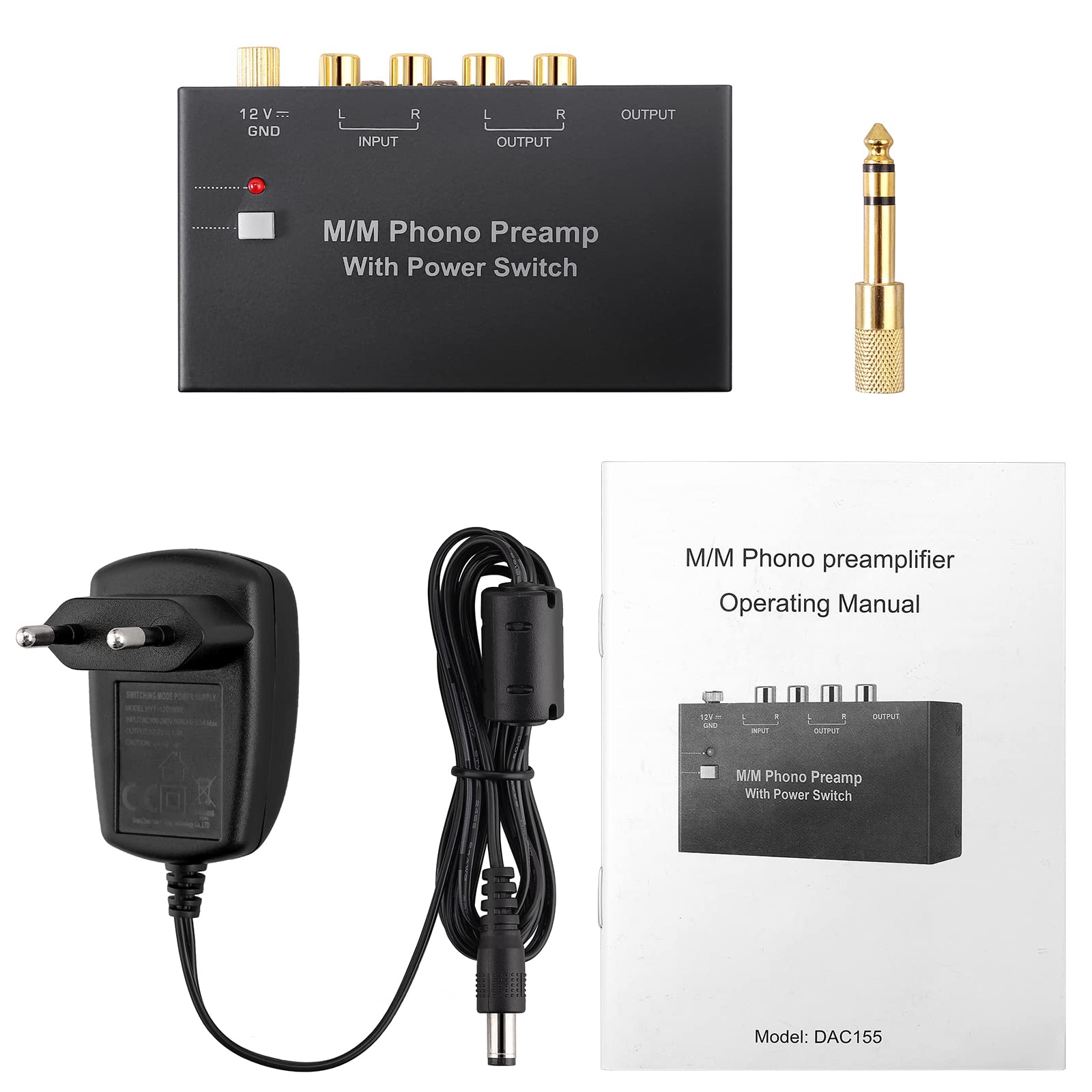 MM Phono Preamplificatore DC 12V Audio Stereo Preamp per Giradischida a Basso Rumore con Uscita RCA e TRS