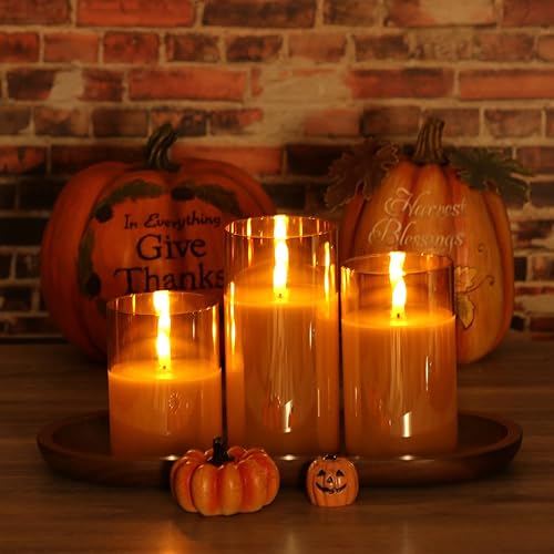 Miniatura 2 de Juego de 3 velas de cristal dorado sin llama con control remoto y temporizador, velas LED de cera real controladas con llama 3D parpadeante, D 3