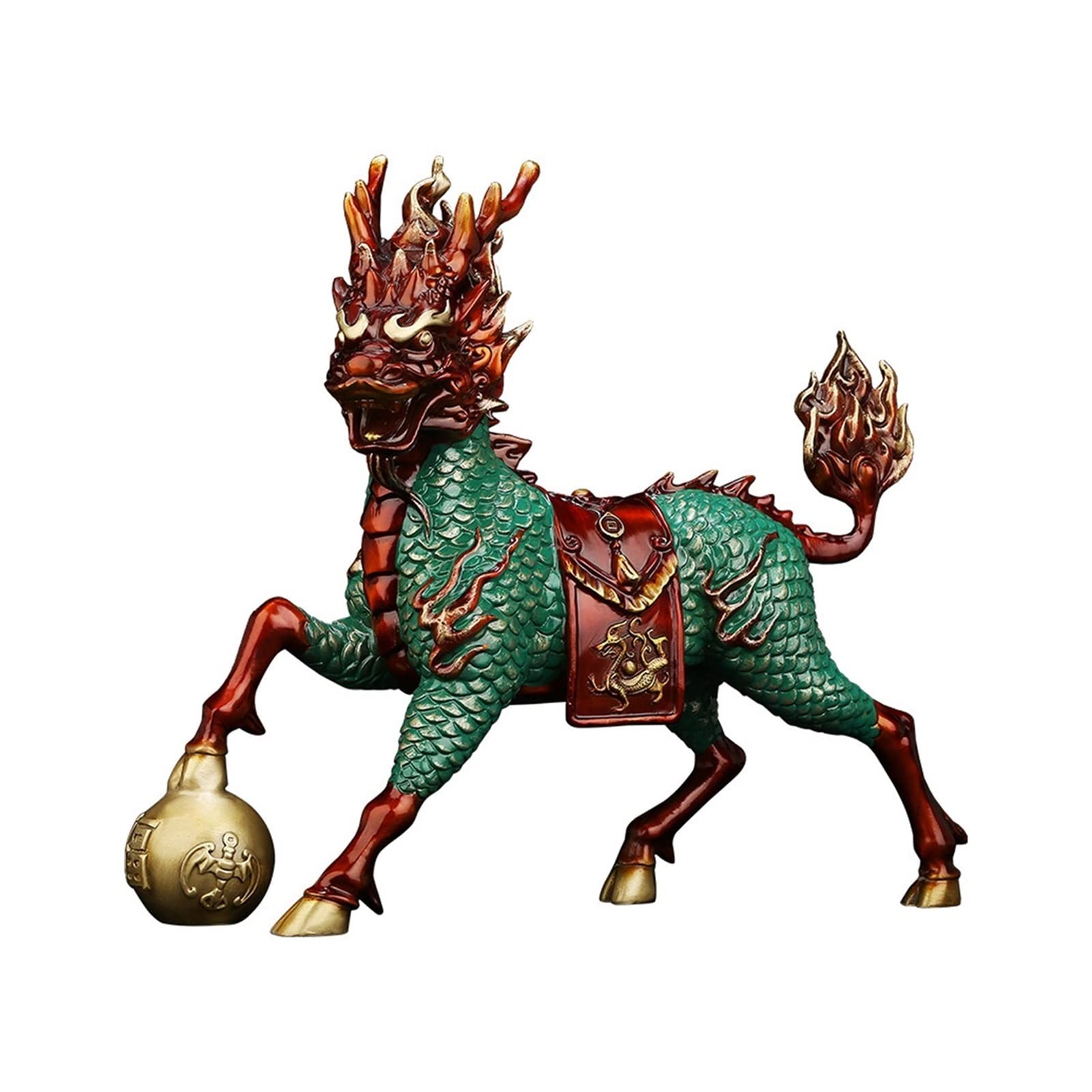 SnamicE Sculpture Decor 1pcs Brass Kirin Ornaments Lucky Home Living Room Entrance Office Desktop Decoration Crafts, A Statue Decoration,