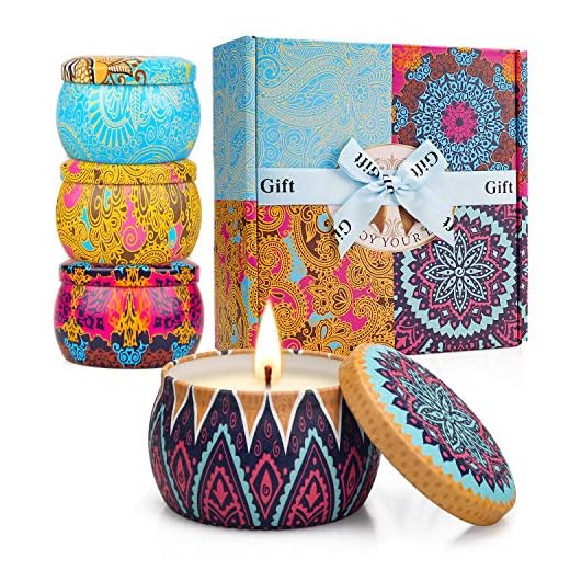 Scented Candles Gifts Set for Women Mothers Day Gifts for Mom from Son Daughters Soy Wax Candles Home Aromatherapy for Birthday Friend Wife Sister 4.4oz 4 Pack
